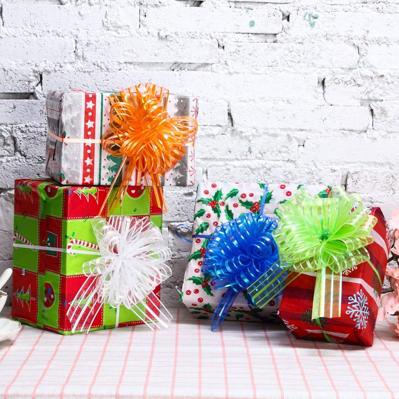 Poen 8 Pieces Large Pull Bow 6 inches Organza Gift Wrapping Ribbon Bow for Wedding Baskets Gift Wrapping and Decoration(Mixed Color) - Image 5